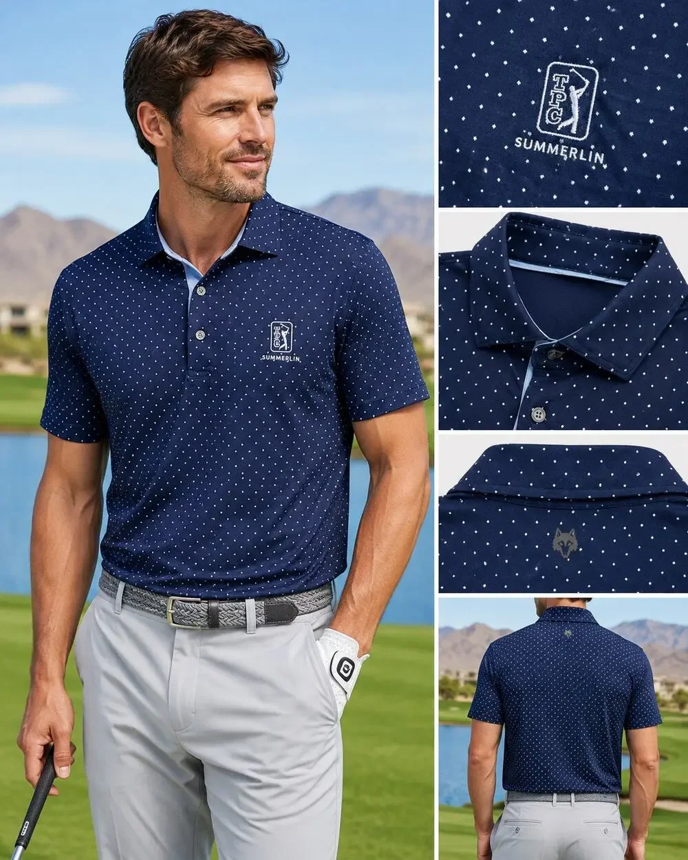 Greyson Golf Polo Men’s Large Navy Blue TPC Summerlin Performance Shirt